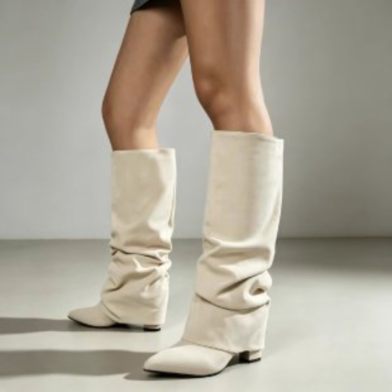 Fashion Retro Pointed Toe Plea - Women'S Fashion Knee High Boots ulasan dan harga