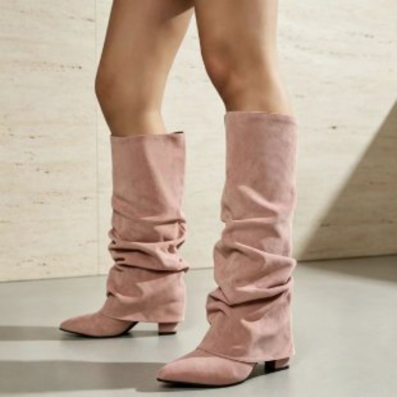 Fashion Retro Pointed Toe Plea - Women'S Fashion Knee High Boots ulasan dan harga
