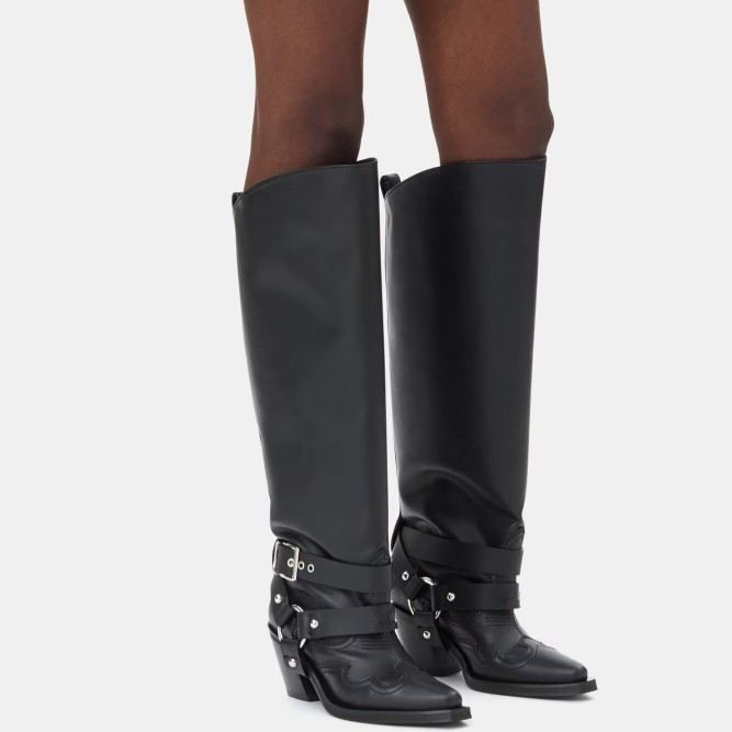 Women's Black Leather Knee Hig - Women'S Fashion Knee High Boots ulasan dan harga