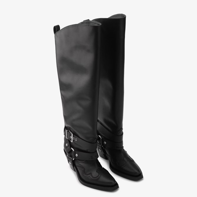 Women's Black Leather Knee Hig - Women'S Fashion Knee High Boots ulasan dan harga