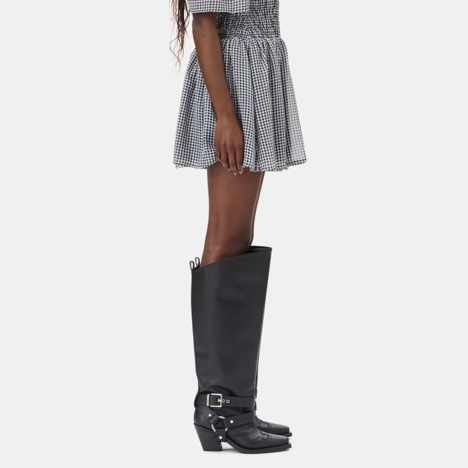 Women's Black Leather Knee Hig - Women'S Fashion Knee High Boots ulasan dan harga